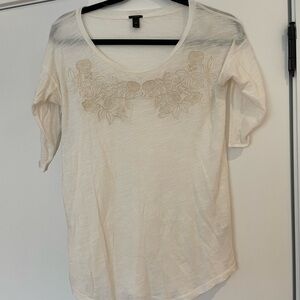 J Crew Top with Floral Embroidery